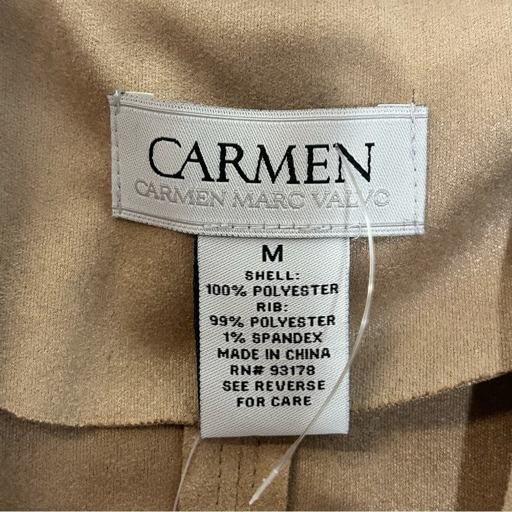 NWT Carmen Marc Valvo Faux Suede Draped Open Front Jacket- Zip Pockets - Picture 11 of 15